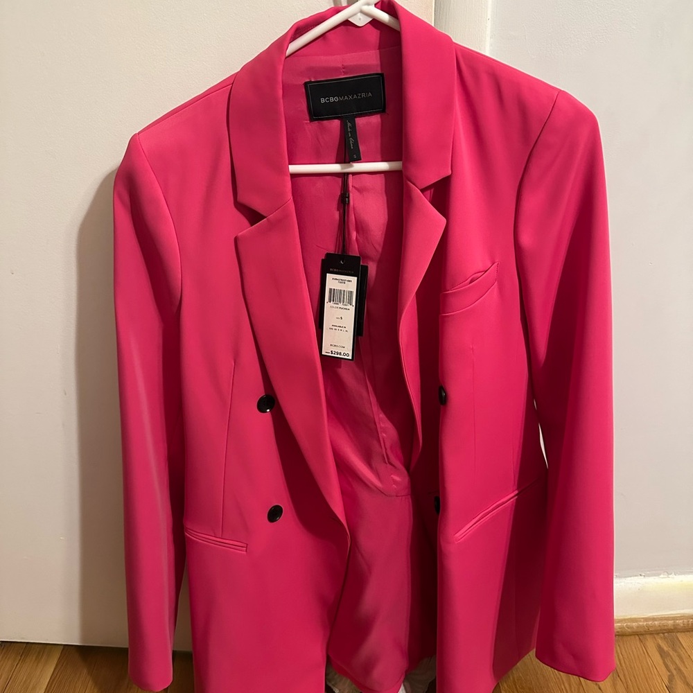 BCBGMaxAzria Vibrant Pink Double-Breasted Blazer